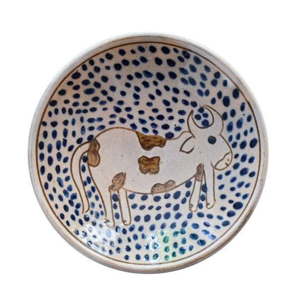 AMBLING COW BREAD PLATE - pottery