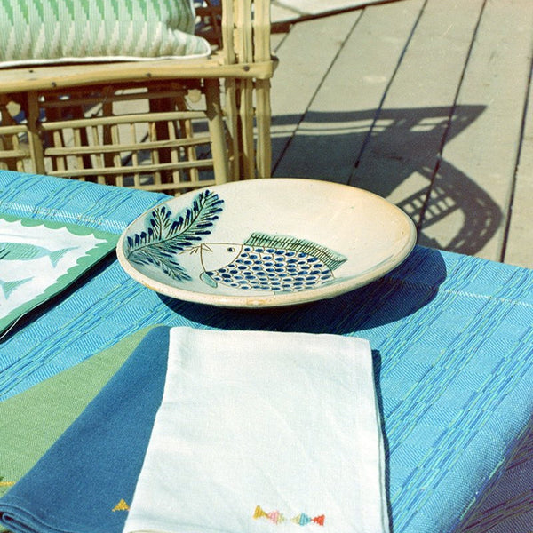 FISH FEEDING SIDE PLATE - pottery