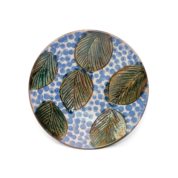 GREEN LEAVES BLUE DINNER PLATE - pottery