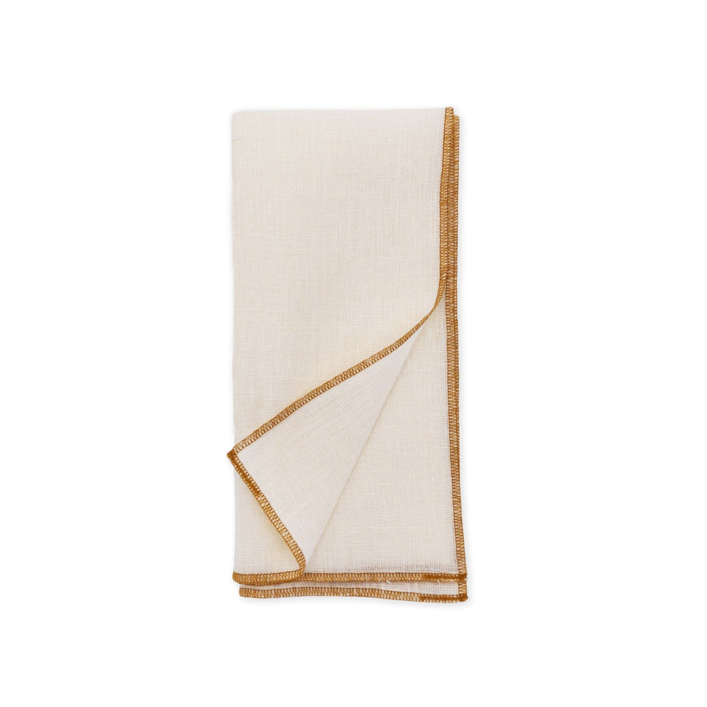 MARWA LINEN CONTRAST EDGE NAPKINS - amber - Napkin