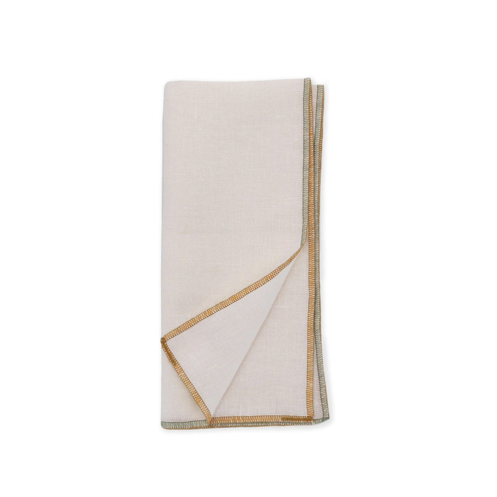 MARWA LINEN CONTRAST EDGE NAPKINS - aqua/amber - Napkin