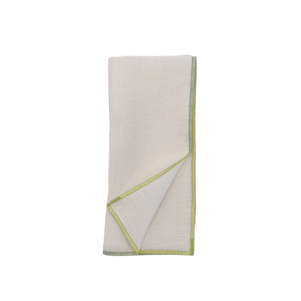 MARWA LINEN CONTRAST EDGE NAPKINS - aqua/apple - Napkin