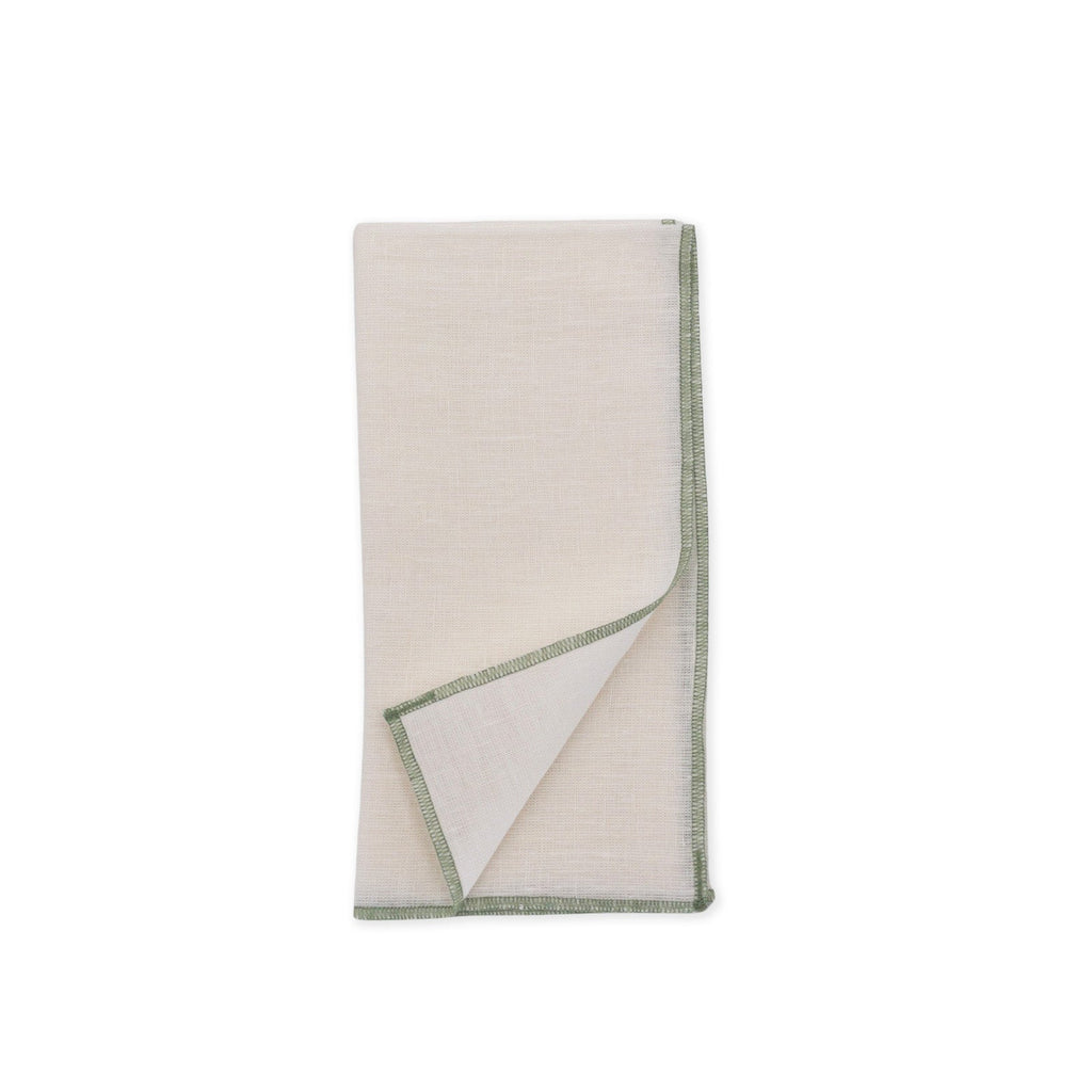 MARWA LINEN CONTRAST EDGE NAPKINS - aqua - Napkin