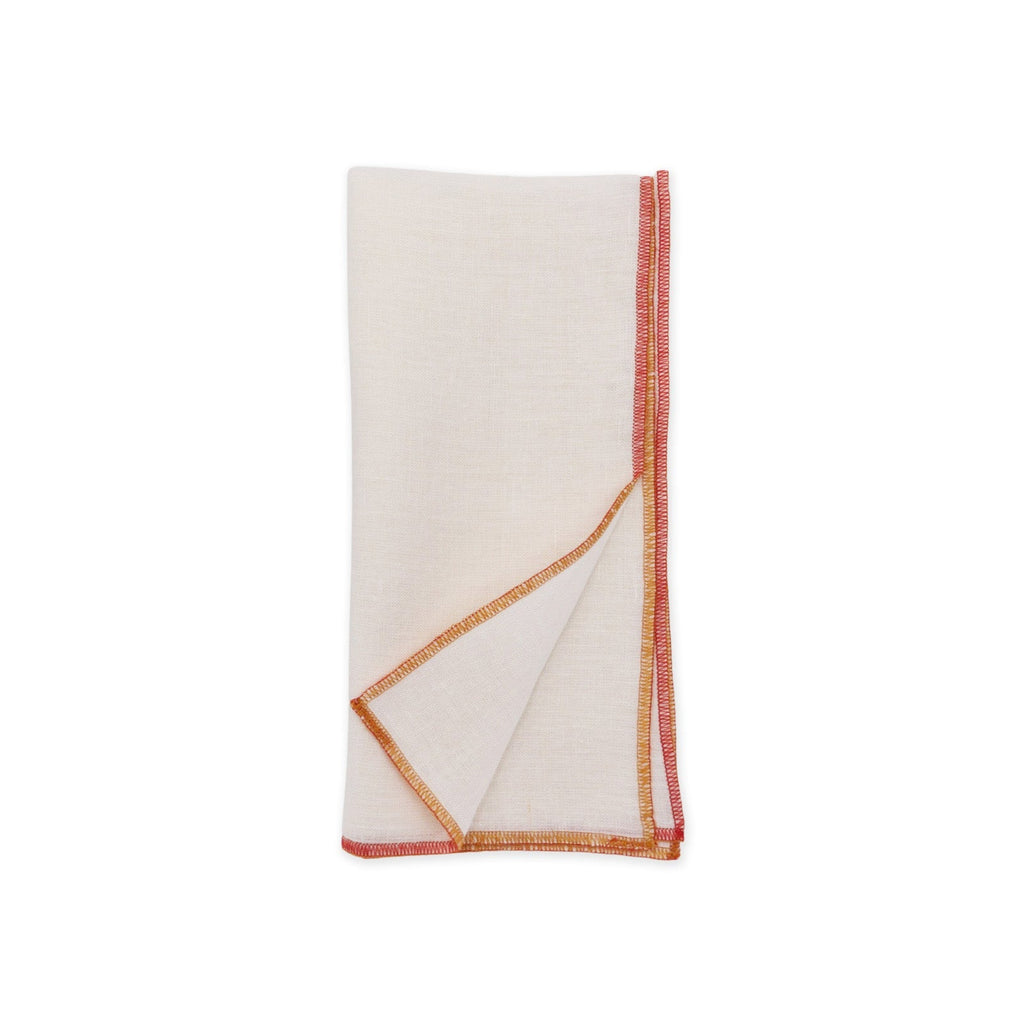 MARWA LINEN CONTRAST EDGE NAPKINS - coral/amber - Napkin