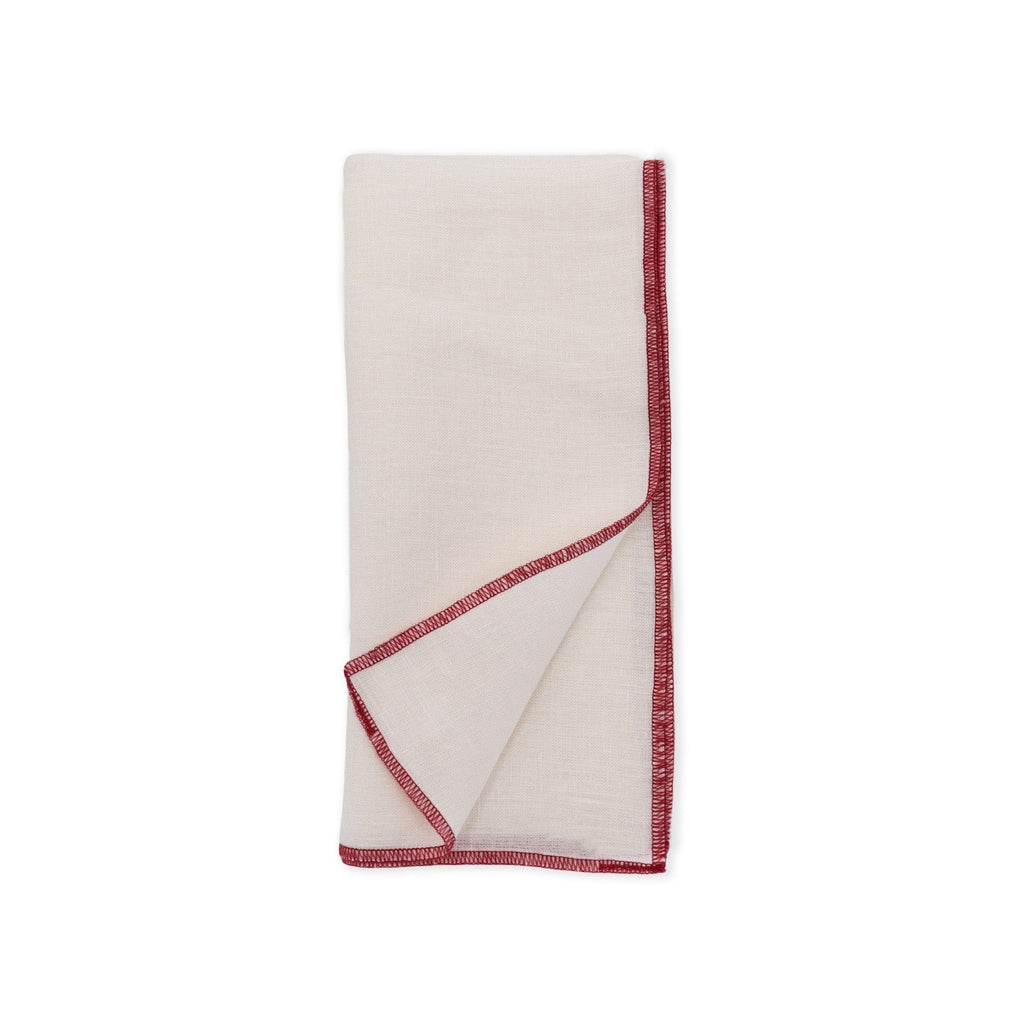 MARWA LINEN CONTRAST EDGE NAPKINS - red - Napkin