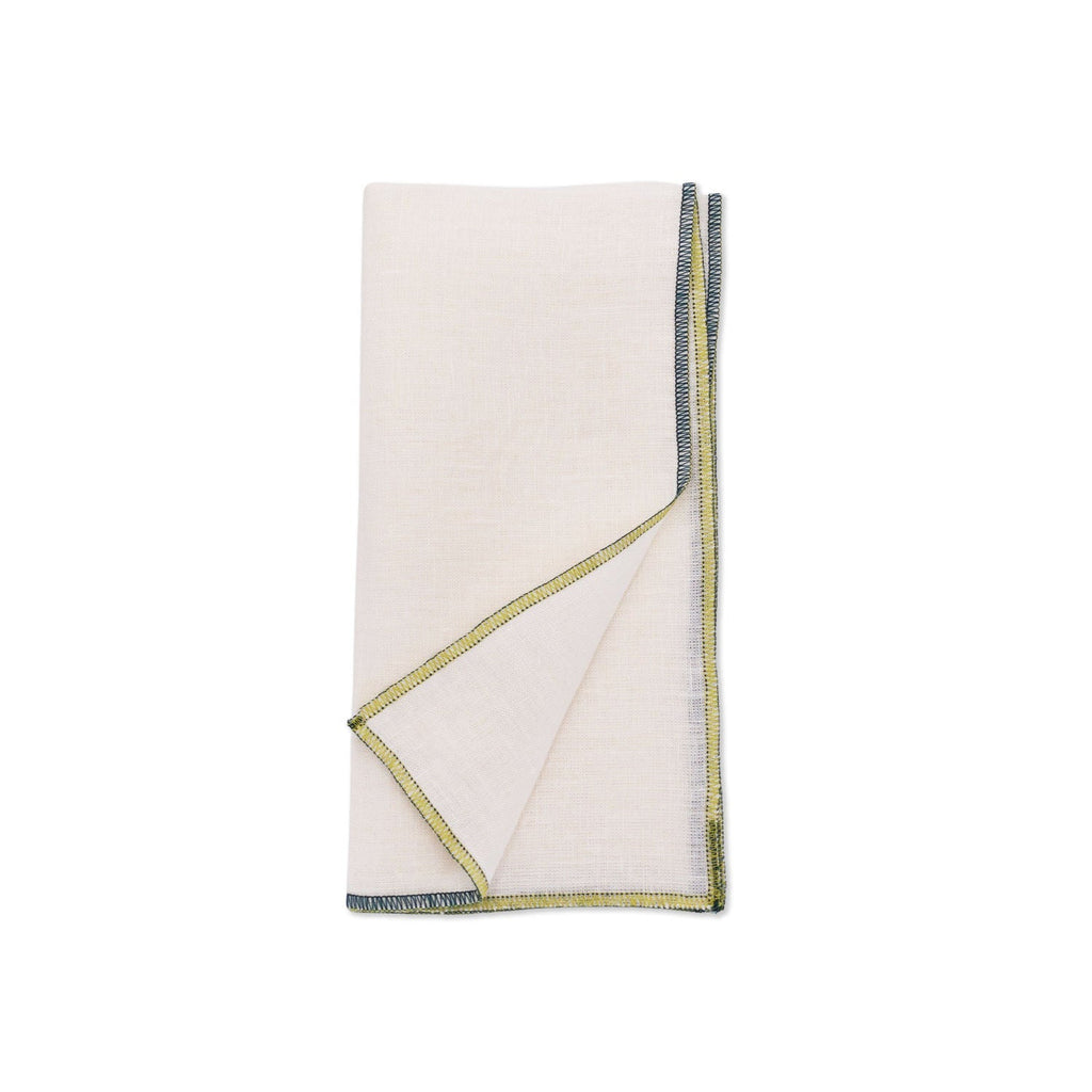 MARWA LINEN CONTRAST EDGE NAPKINS - teal/apple - Napkin