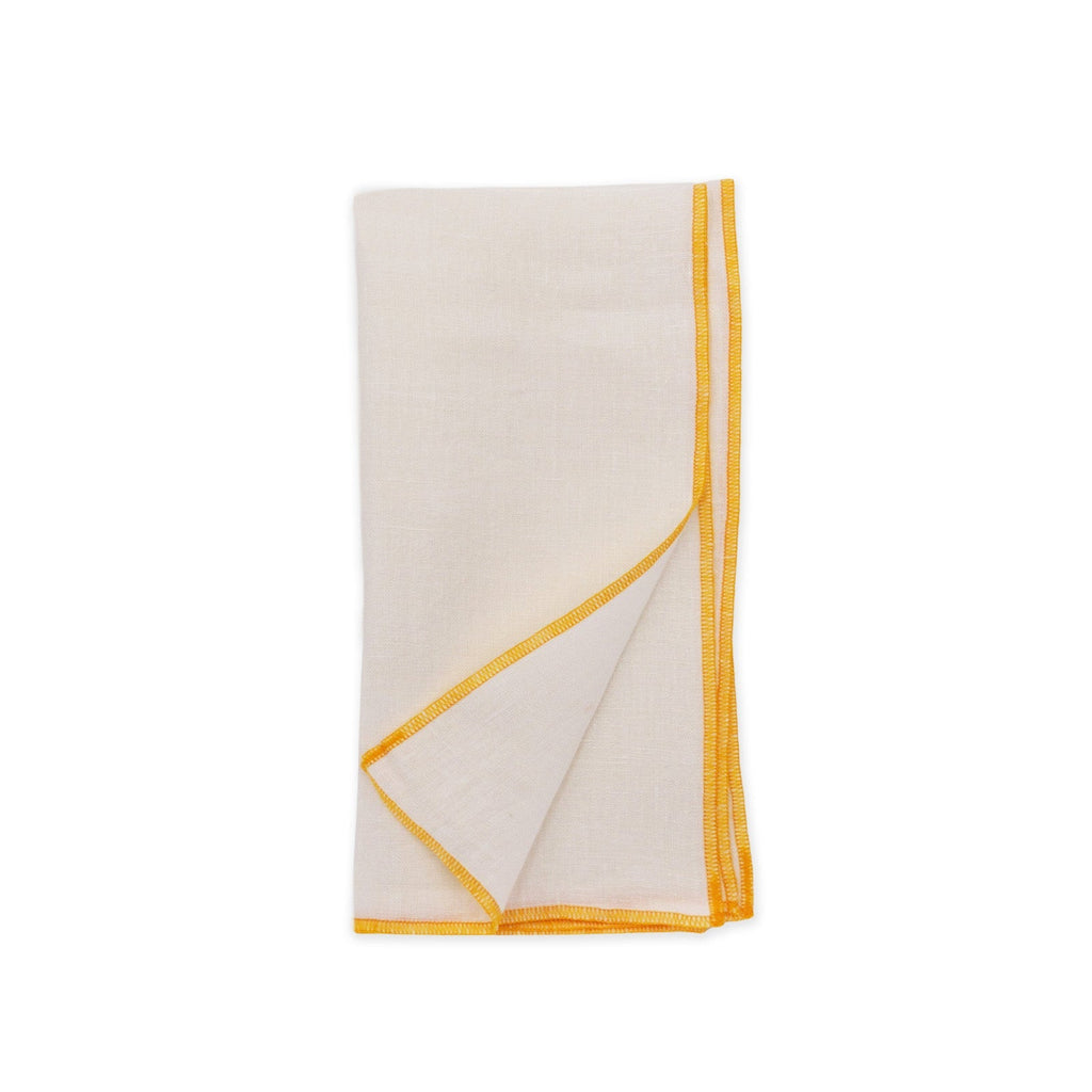 MARWA LINEN CONTRAST EDGE NAPKINS - yellow - Napkin