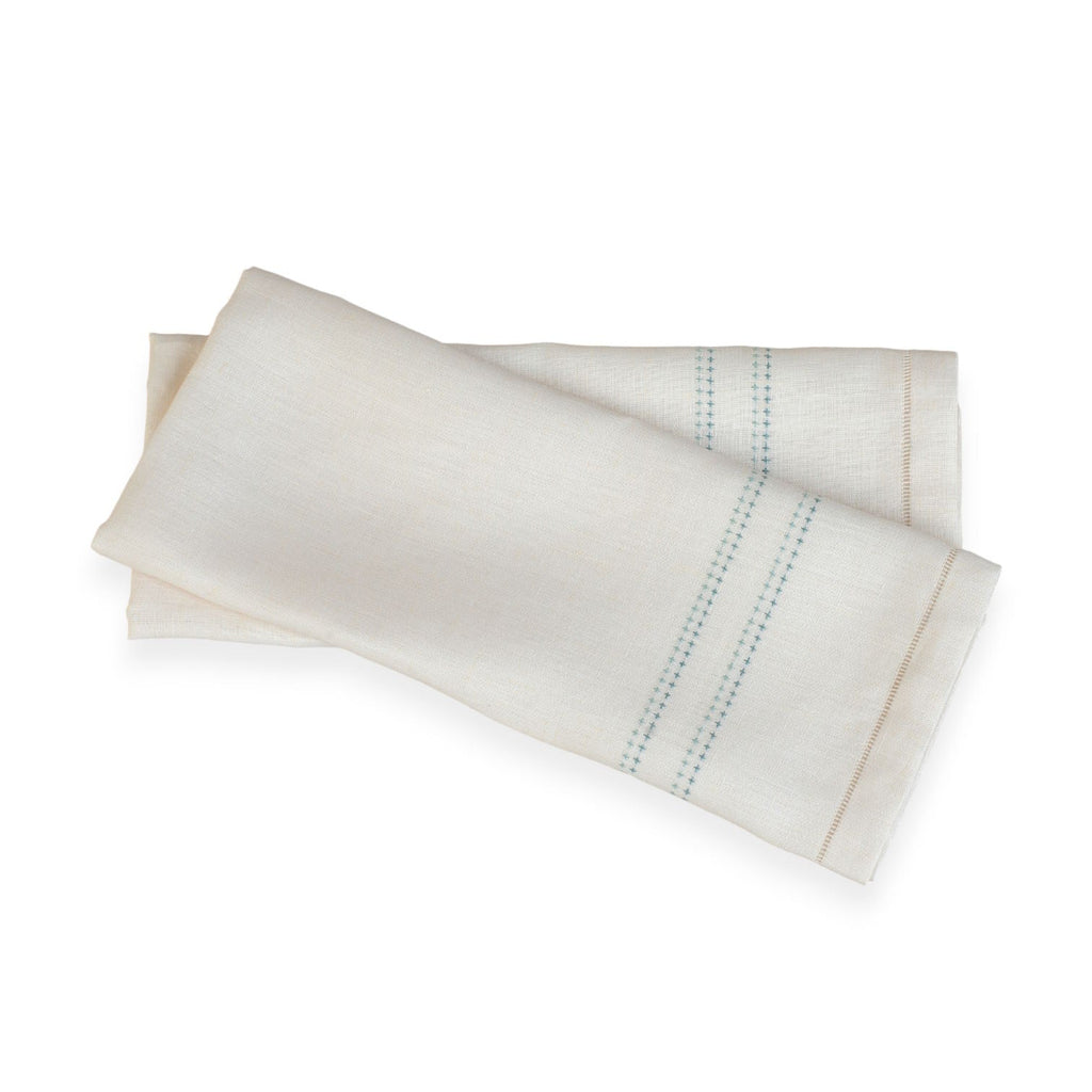 SHASHIKO LINEN GUEST TOWEL (Set of two) - ecru / teal - Towel