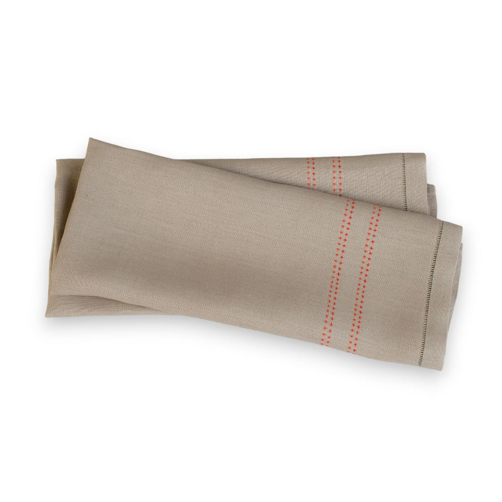SHASHIKO LINEN GUEST TOWEL (Set of two) - taupe / coral - Towel