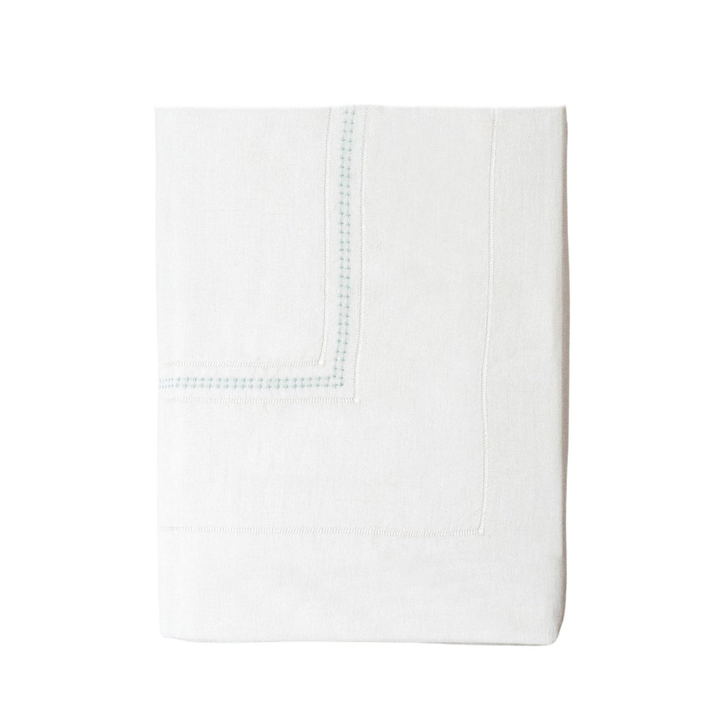 SHASHIKO LINEN TABLECLOTH - ecru / teal - Tablecloth