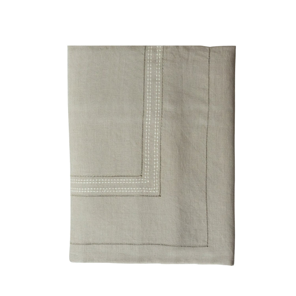 SHASHIKO LINEN TABLECLOTH - taupe / ivory - Tablecloth