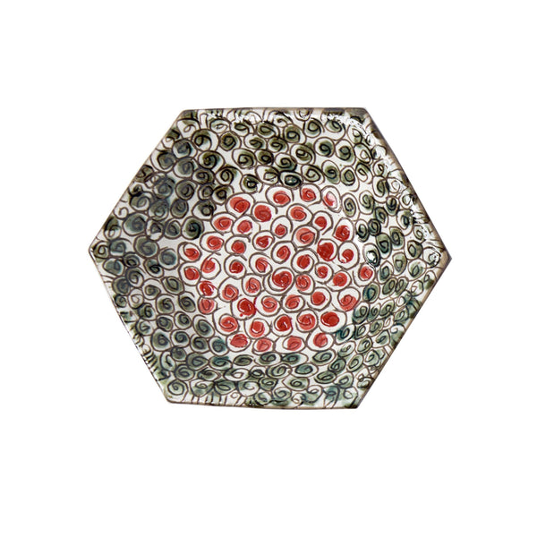SWIRLY HEXAGON DESSERT PLATE - pottery